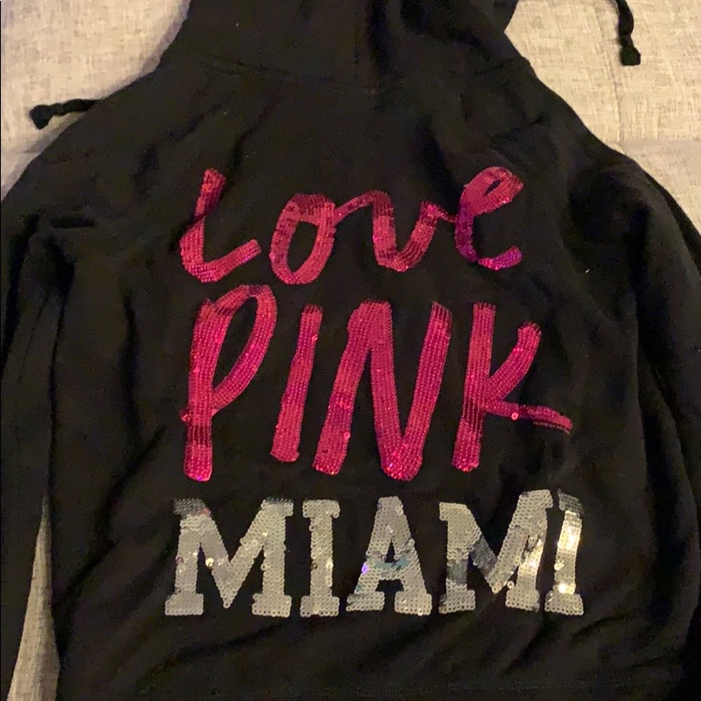VS Pink hoodie black Miami sequin size small